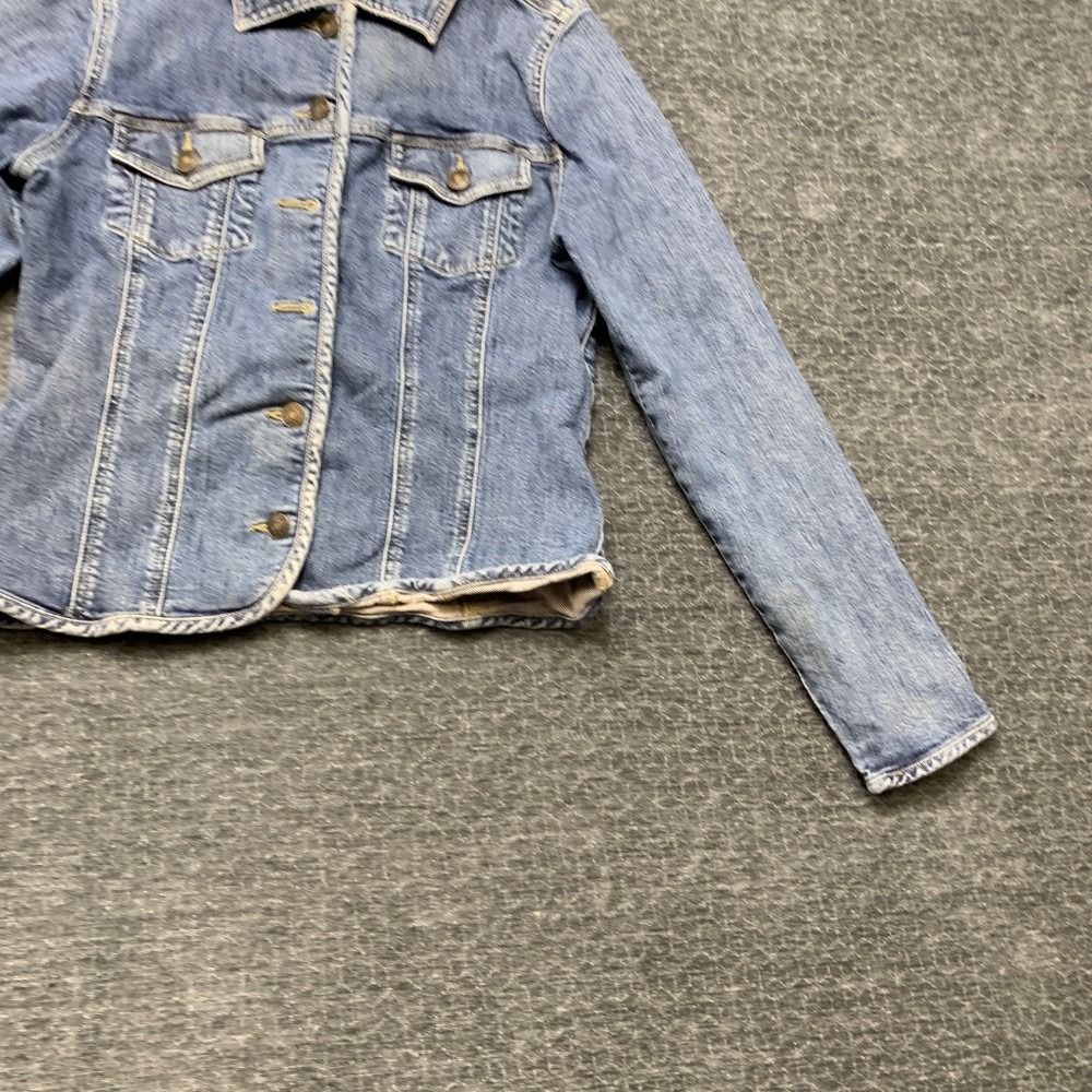 Geoffrey Beene Sport Trucker Jacket Womens 4 Blue Denim Cotton Stretch Outdoor - Picture 2 of 14